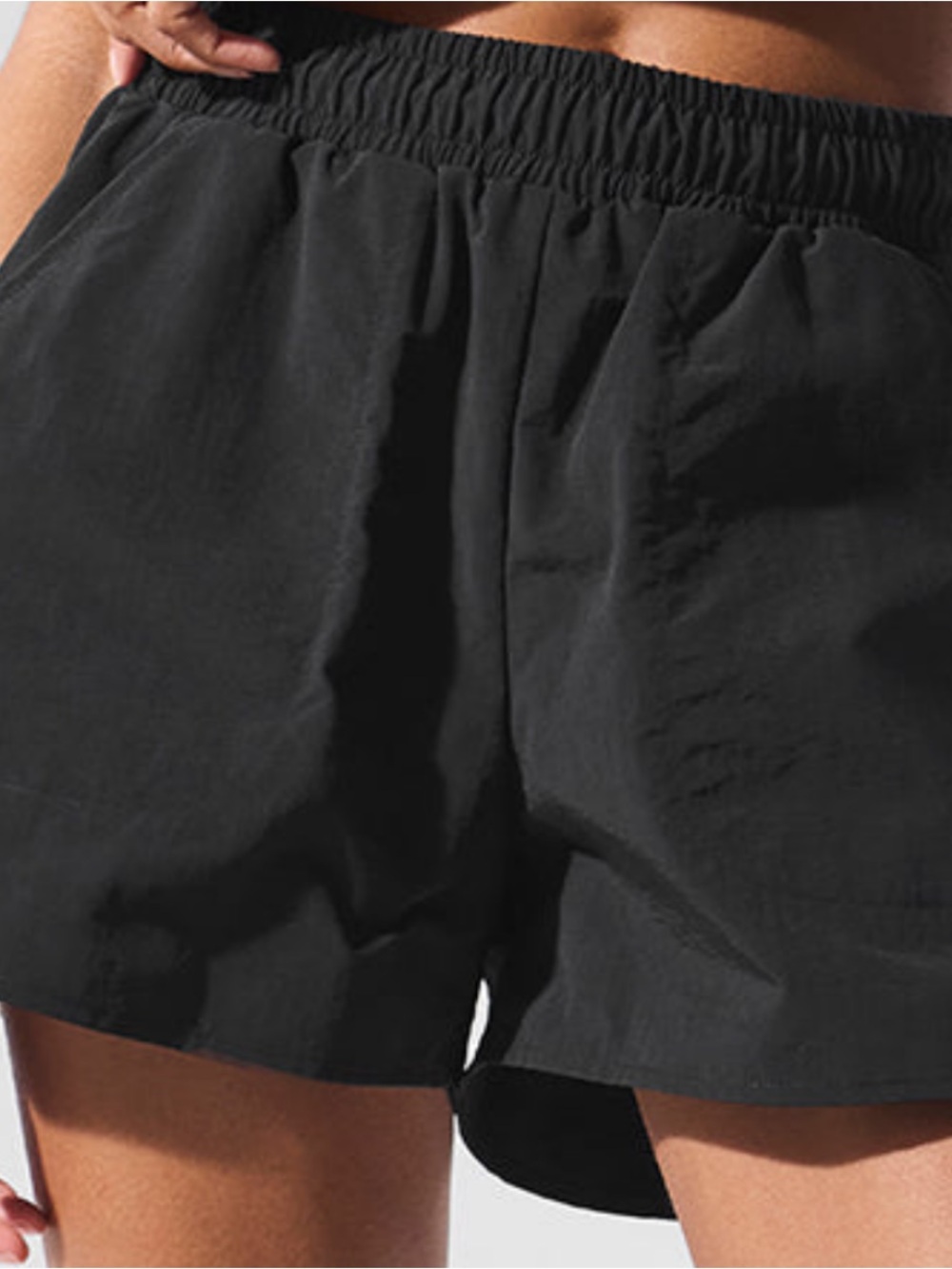 ALO Yoga Black Elastic-Waist Athletic Shorts